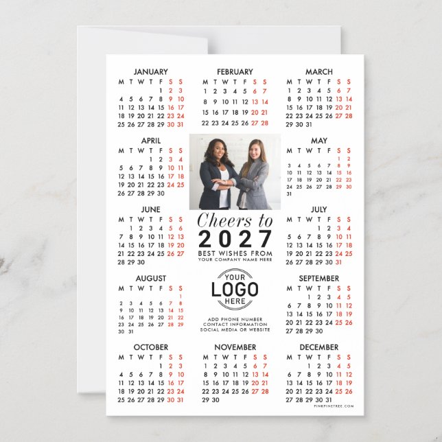 Logo Foto Info Vit Kalender 2027 Magnetisk Kort (Framsida)