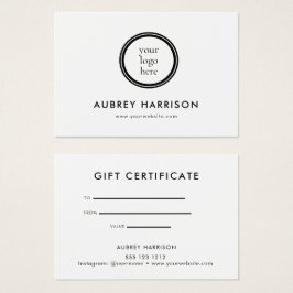 Logo Modern Professional Business Gift Certificate Visitkort