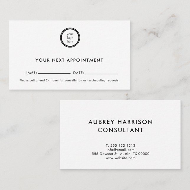 Logo Modern Professional Business Tidsbeställning Kort (Fram/baksida)