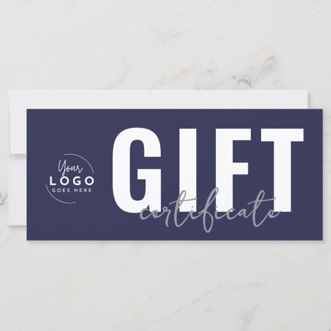 Logo Navy Blue Business Gift Certificate (Framsida)