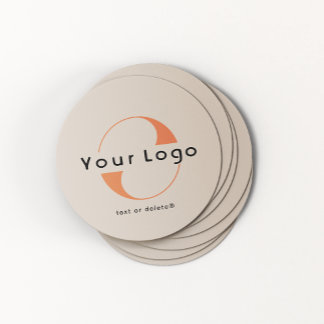 Logo on Light Tan + Black Text Company Business Underlägg Papper Rund