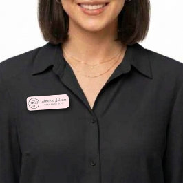 Logo on Pink Black Script Lash Makeup Artist Namnbricka