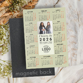 Logo Photo Sage Green Calendar 2026 Magnetic Card Magnetisk Inbjudningskort