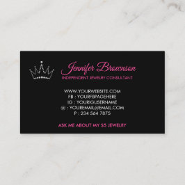 Logo Pink Crown Jewelry Accessories Thank You Visitkort