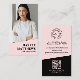Logo QR Code Blush Pink Visitkort