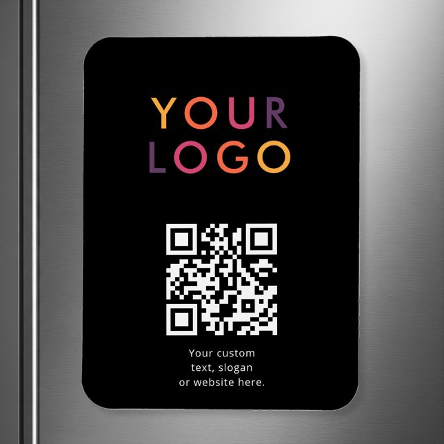 Logo QR Code Business Template Black Magnet (Skapare uppladdad)