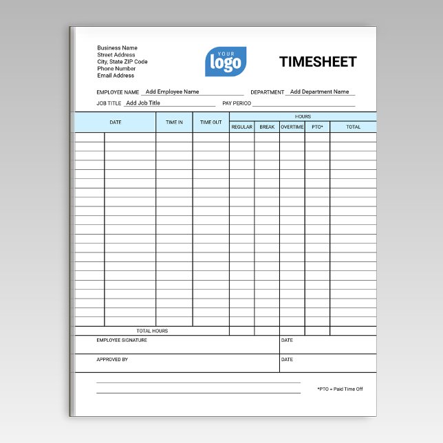 Logo Simple Employee Business Time Sheet Notepad Anteckningsblock (Skapare uppladdad)