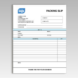 Logo Small Business Packing Slip Template Notepad Anteckningsblock