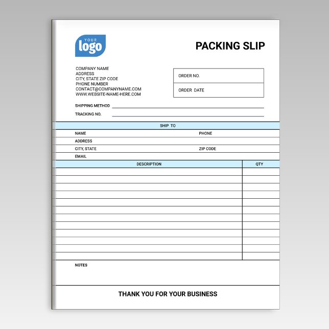 Logo Small Business Packing Slip Template Notepad Anteckningsblock (Skapare uppladdad)