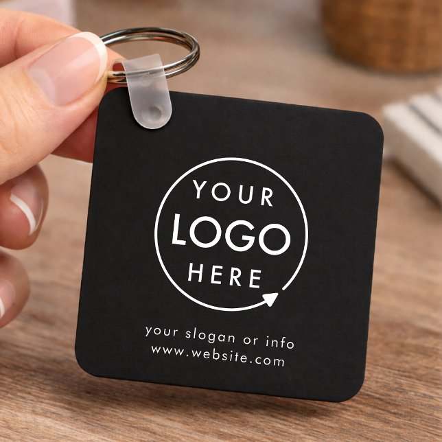 Logo Svart | Minimalistisk Företagsreklam Nyckelring (Easily upload your logo & turn this keychain into custom merch)