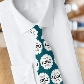Logo Upload Custom Business Teal Neck Tie Slips