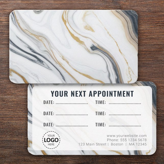 Logo Upload Marble Effect Appointment  Visitkort (Skapare uppladdad)