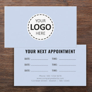 Logo Upload Modern Simple Appointment Blue Visitkort