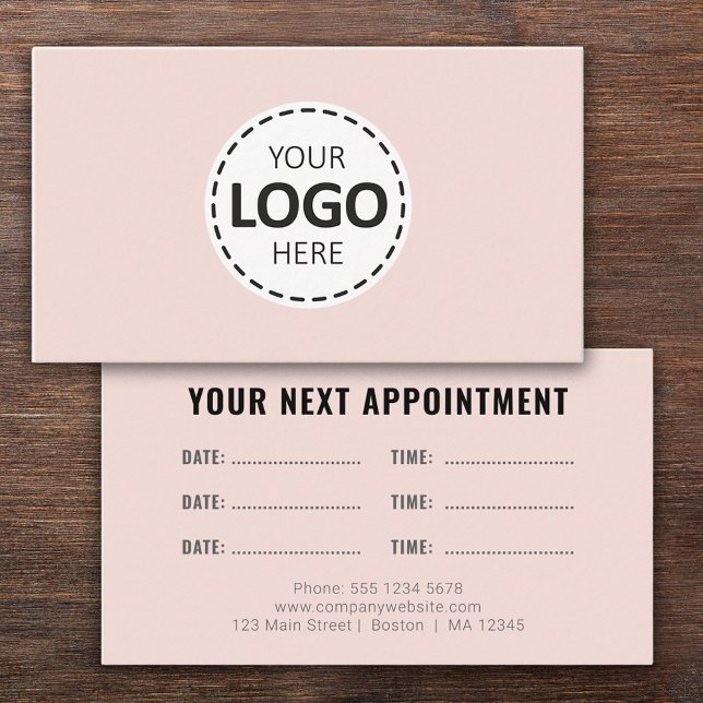 Logo Upload Modern Simple Appointment Blush Visitkort (Skapare uppladdad)