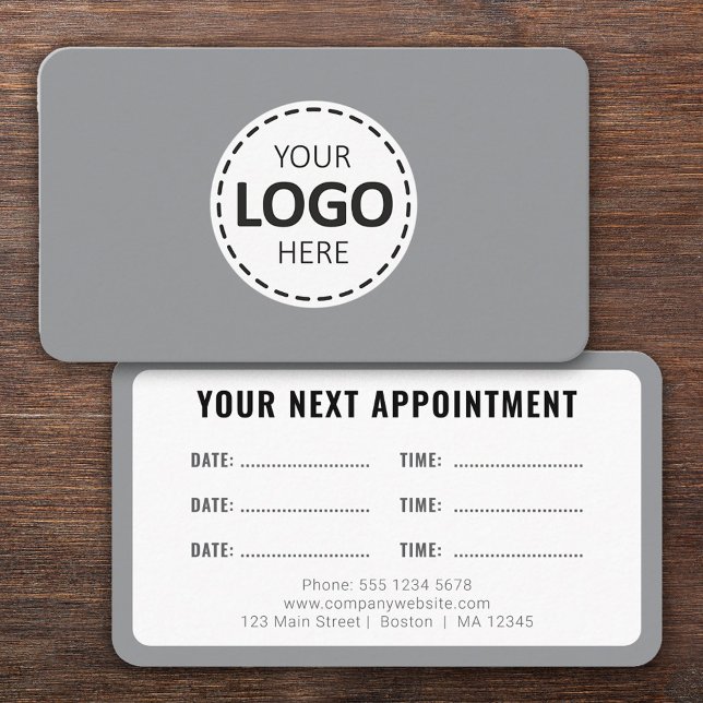 Logo Upload Modern Simple Appointment Gray Visitkort (Skapare uppladdad)