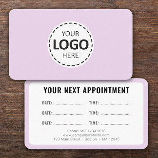 Logo Upload Modern Simple Appointment Lavender Visitkort
