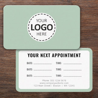 Logo Upload Modern Simple Appointment Olive Green Visitkort