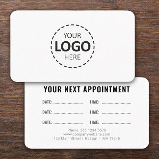 Logo Upload Modern Simple Appointment White Visitkort