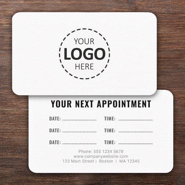 Logo Upload Modern Simple Appointment White Visitkort (Skapare uppladdad)