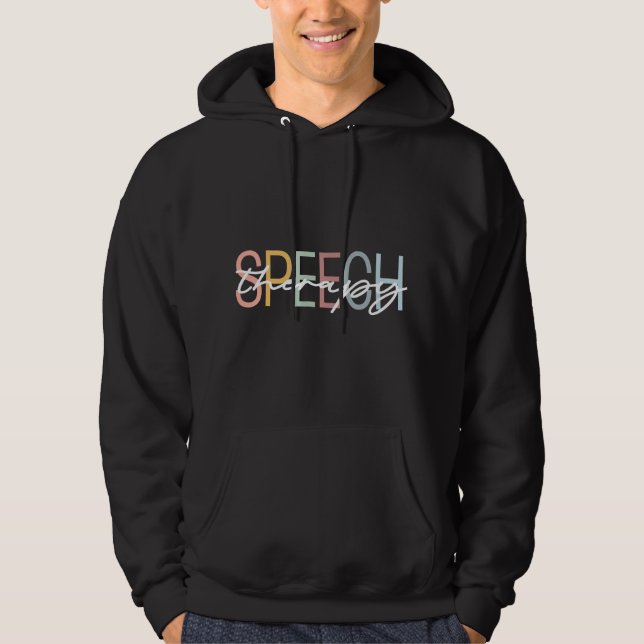 Logoped Terapi Retro Färgglad Regnbåge Logoped Log Hoodie (Framsida)