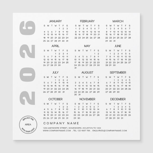 Logotyp 2026 Calendar Company Client Helgdag Givea (Framsida)