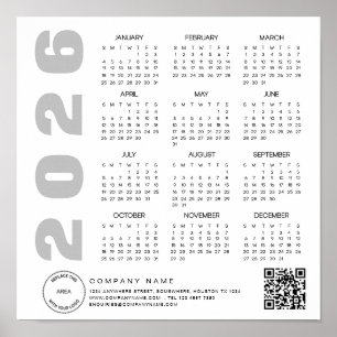 Logotyp 2026 Kalender QR Code Company namn Poster
