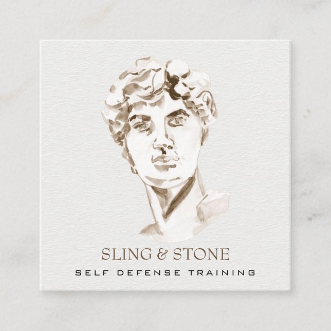 *~* Logotyp 3 QR - Mythology Greece AP45 DAVID Fyrkantigt Visitkort (Framsida)