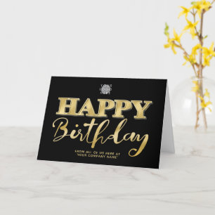 Logotyp 3d Guld Lettering Business Birthday Black Kort