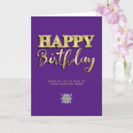 Logotyp 3d Guld Lettering efter Lila i födelsedags Kort
