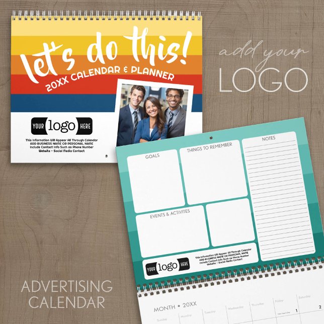 Logotyp Affärsgåva - Mål, Att Göra Kalender (Advertising Calendar - add a logo and business contact information)