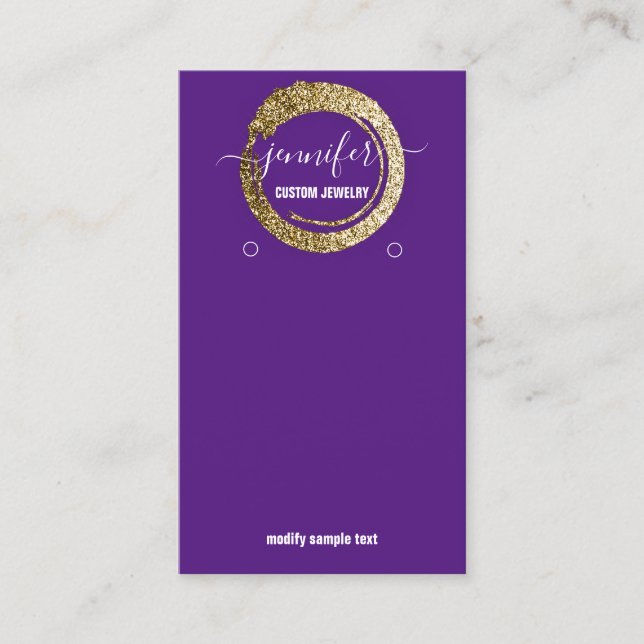 Logotyp Anpassningsbar Jewelry Social Media Lila V Visitkort (Framsida)