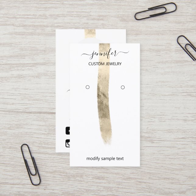 Logotyp Anpassningsbar judkort Social Media Guld W Visitkort (Fram/Back In Situ)