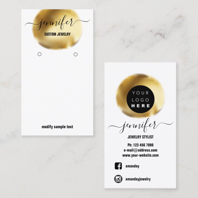Logotyp Anpassningsbar judkort Social Media White  Visitkort (Fram/baksida)