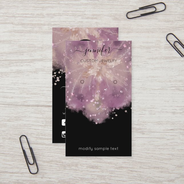 Logotyp Anpassningsbar Juvelry Card Social Confett Visitkort (Fram/Back In Situ)