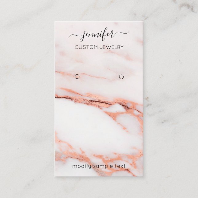 Logotyp Anpassningsbar: Juvelry Card Social Marble Visitkort (Framsida)