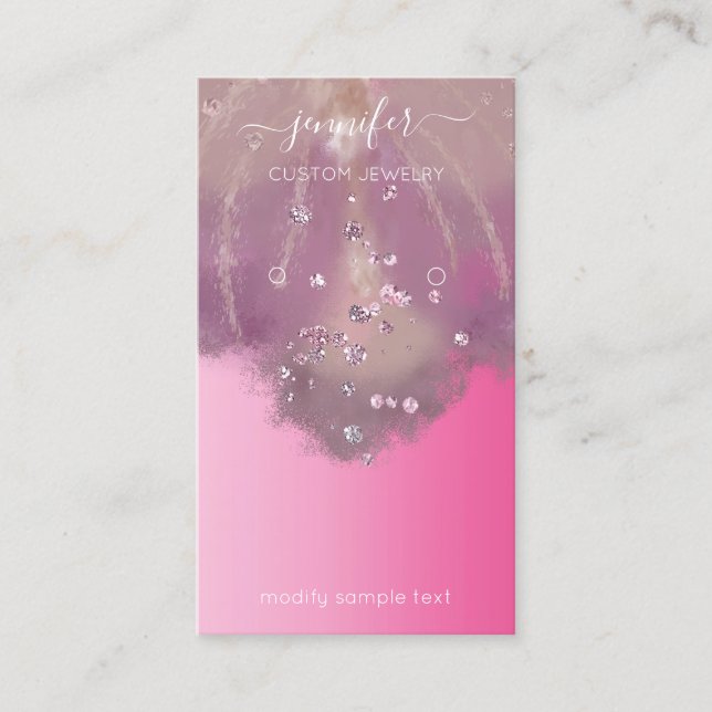 Logotyp Anpassningsbar Juvelry Card Social Rosa Bl Visitkort (Framsida)