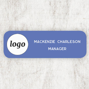 Logotyp Anställd Personal Blå Företag Namnbricka