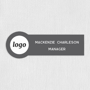 Logotyp Anställd Personal Magnetisk eller nål Grå  Namnbricka