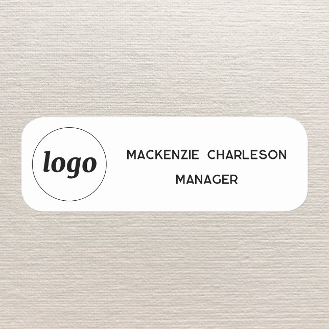 Logotyp Anställd Personal Magnetisk eller nål Namn Namnbricka (Simple logo staff employee name and job title custom name badge with magnetic or pin back)