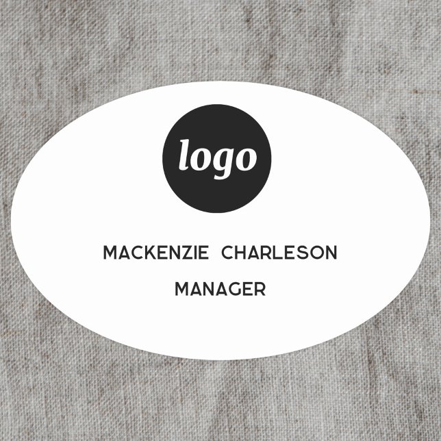 Logotyp Anställd Personal Magnetisk eller Pin Namn Namnbricka (Simple logo with custom text business branding promotional staff employee name tag or badge)