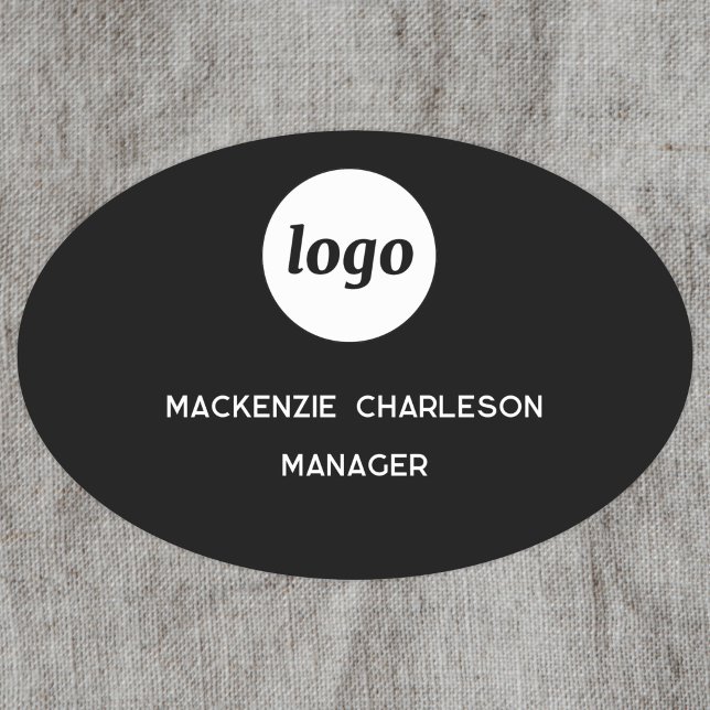 Logotyp Anställd Personal Magnetisk eller Pin Namn Namnbricka (Simple logo with custom text business branding promotional staff employee name tag or badge)