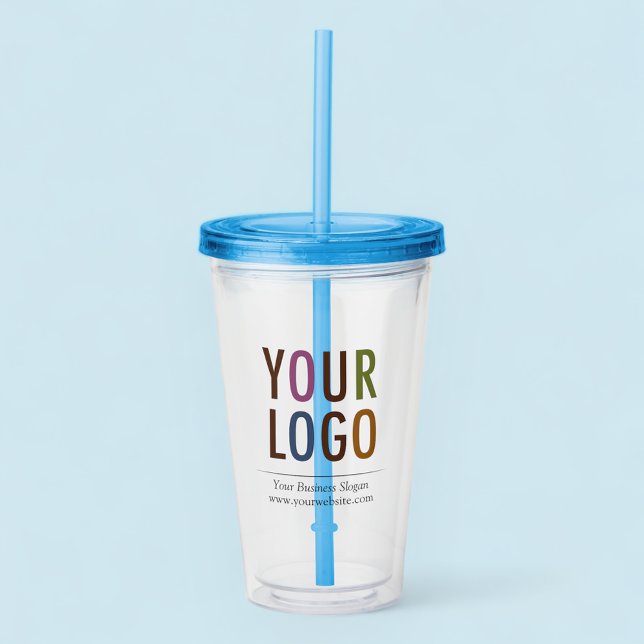 Logotyp av anpassningsbar Akryltorktumlare med str Take Away Mugg (MISOOK Acrylic Tumbler with Logo Blue Lid and Straw)