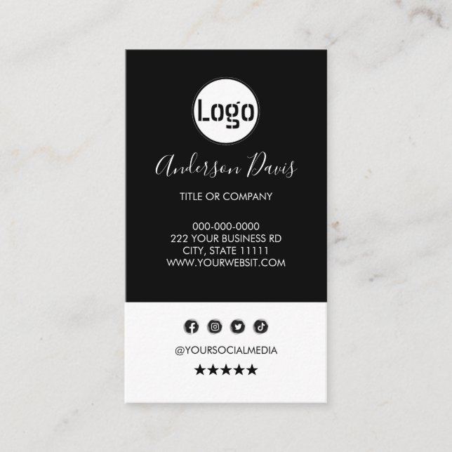 logotyp av anpassningsbar - minimalistisk -lodrät visitkort (Framsida)