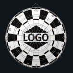 Logotyp av anpassningsbar på svartvitt darttavla<br><div class="desc">Anpassningsbar logotyp på svarta och vita karttavlor. Bättre om logotypen har fyrkantig form.</div>