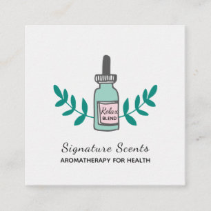 Logotyp av Aqua och Rosa Aromaterapi Flaska Fyrkantigt Visitkort