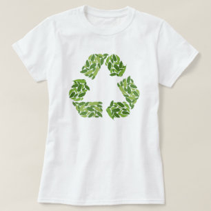 Logotyp av återvinna av grönt lövs t shirt