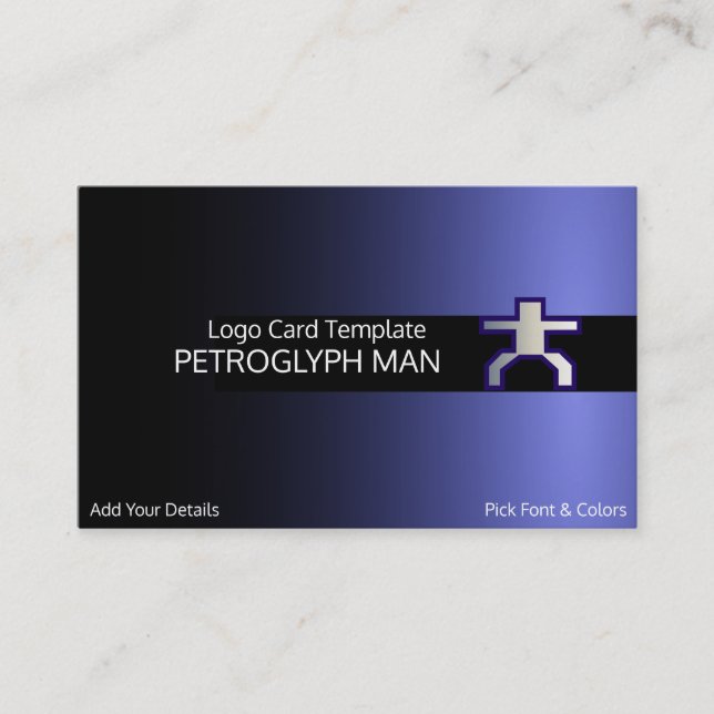 Logotyp av avfyras eller konst Petroglyph Man Visitkort (Framsida)