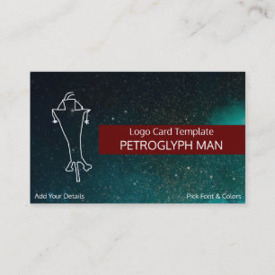 Logotyp av avfyras eller konst Petroglyph Man Visitkort