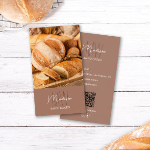 Logotyp av bageri, Monogram, foto QR Brown Visitkort