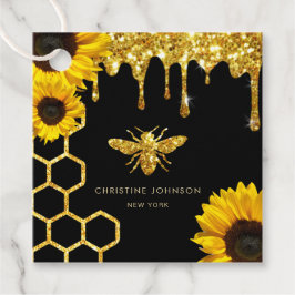 logotyp av bin och solblommor gåvor etiketter